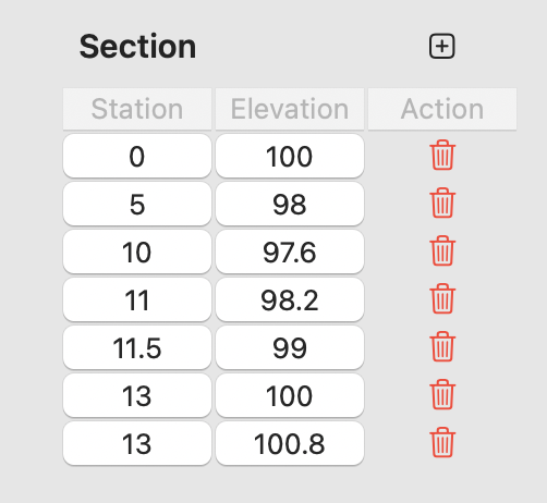 Section nodes input